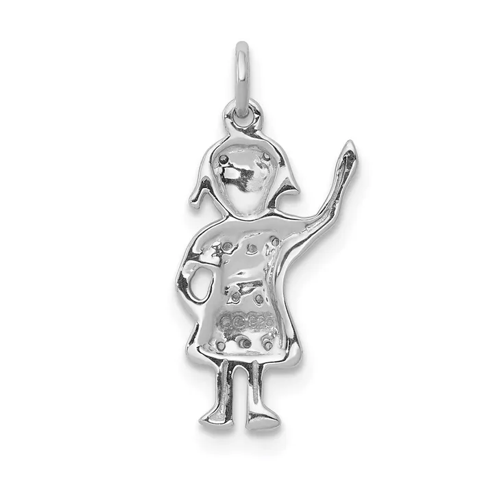 14k White Gold Real Diamond Girl Charm Goldia Charm Necklaces