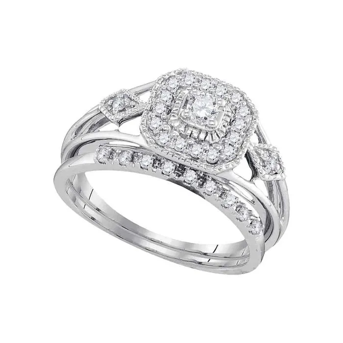 14k White Gold Round Diamond Square Bridal Wedding Ring Set 13 Cttw gndatlanta Rings 14k White Gold Round Diamond Square Bridal Wedding Ring Set 13 Cttw gndatlanta Rings