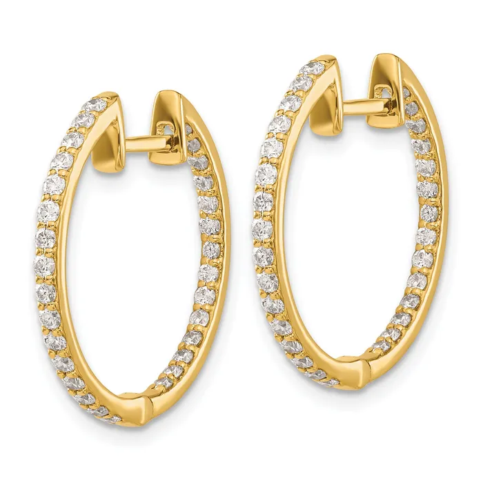 14k Yellow Gold 14ky Lab Grown Diamond VSSI FGH In Out Hinged Hoop Earrings Goldia Earrings