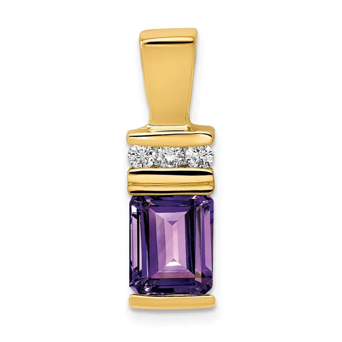 14k Yellow Gold 8x6mm Emerald Cut Amethyst AAA Diamond Slide Goldia Earrings 14k Yellow Gold 8x6mm Emerald Cut Amethyst AAA Diamond Slide Goldia Earrings