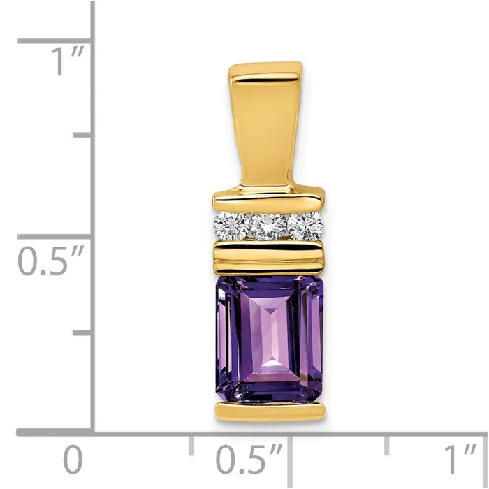 14k Yellow Gold 8x6mm Emerald Cut Amethyst AAA Diamond Slide Goldia Earrings