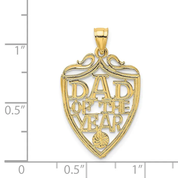 14k Yellow Gold DAD OF THE YEAR PLAQUE Charm Goldia Charm Necklaces