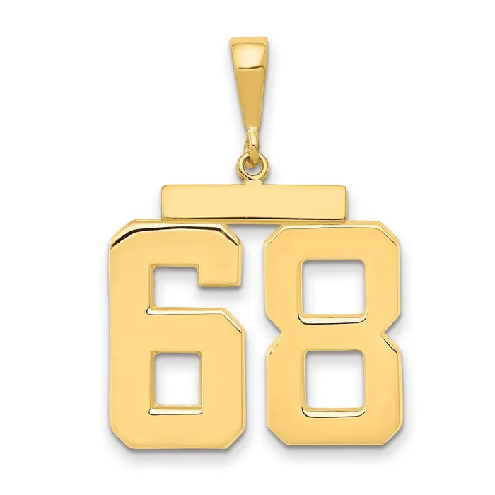 14k Yellow Gold Large Polished Number 68 Charm Goldia Charm Necklaces