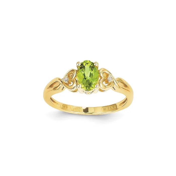 14k Yellow Gold Peridot Diamond Ring Goldia Rings