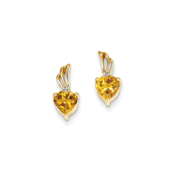 14k Yellow Gold Real Diamond u0026 Citrine Heart Post Earrings Goldia Earrings 14k Yellow Gold Real Diamond u0026 Citrine Heart Post Earrings Goldia Earrings