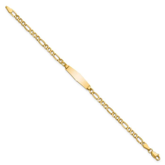 Bracelets 14k SemiSolid Soft Diamond Shape Figaro Link ID Bracelet MDS Bracelets 14k SemiSolid Soft Diamond Shape Figaro Link ID Bracelet MDS
