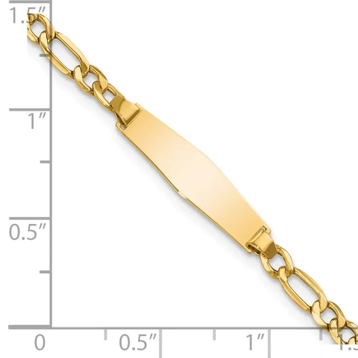 Bracelets 14k SemiSolid Soft Diamond Shape Figaro Link ID Bracelet MDS Bracelets 14k SemiSolid Soft Diamond Shape Figaro Link ID Bracelet MDS