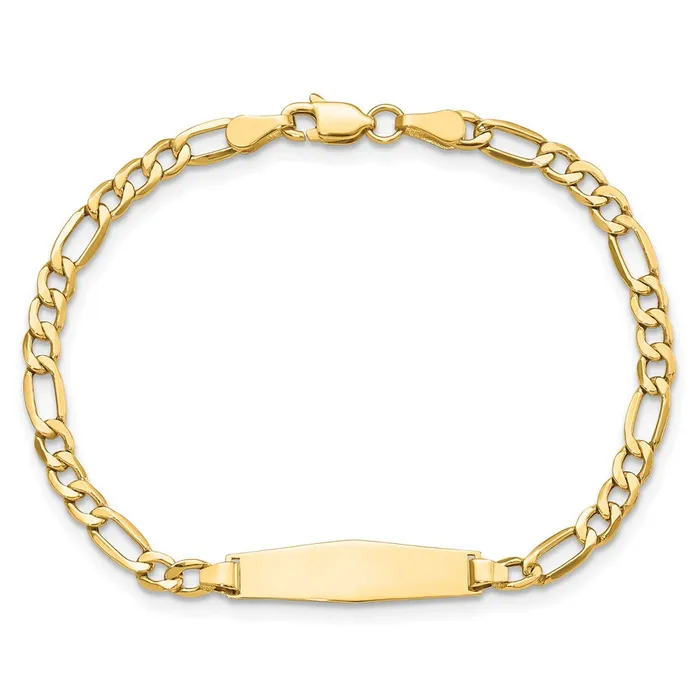 Bracelets 14k SemiSolid Soft Diamond Shape Figaro Link ID Bracelet MDS Bracelets 14k SemiSolid Soft Diamond Shape Figaro Link ID Bracelet MDS