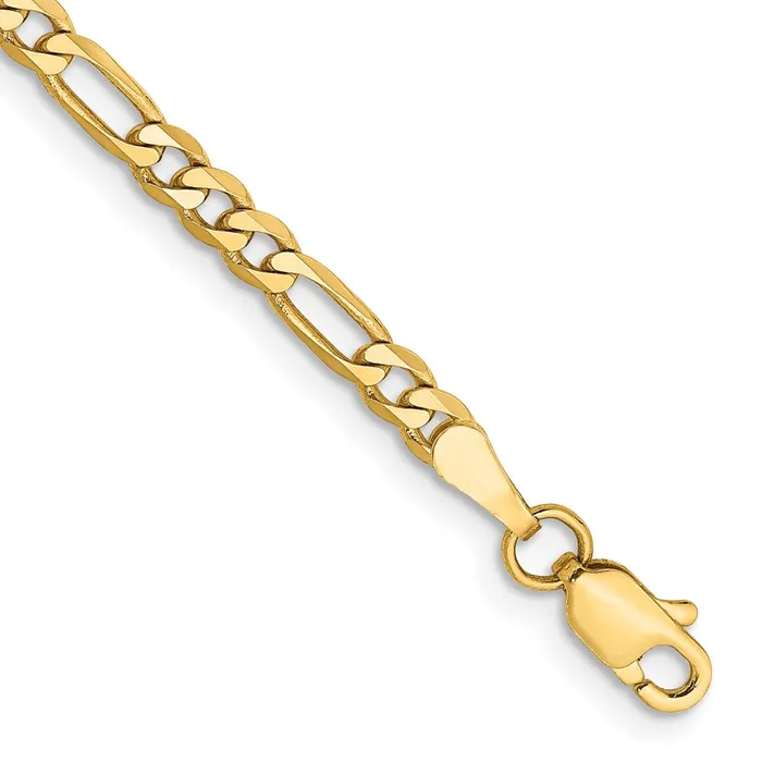 Bracelets 14K Yellow Gold 7 inch 3mm Flat Figaro with Lobster Clasp Bracelet MDS Bracelets 14K Yellow Gold 7 inch 3mm Flat Figaro with Lobster Clasp Bracelet MDS
