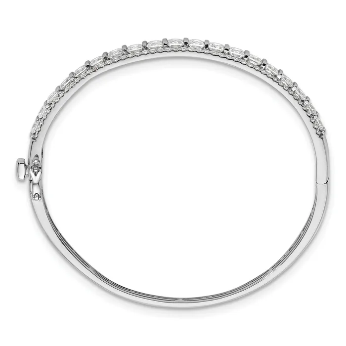 Bracelets Goldia 14k White Gold 5 Ct Lab Grown Diamond VSSI G Round and Princess Hinged Bangle Bracelet