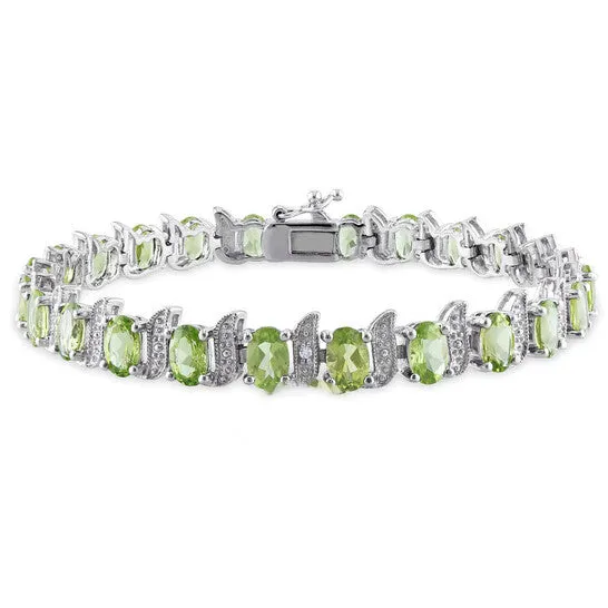 Bracelets JMS always Original AMOUR 11 34 CT TGW Peridot and Diamond Slink Bracelet In Sterling Silver Bracelets JMS always Original AMOUR 11 34 CT TGW Peridot and Diamond Slink Bracelet In Sterling Silver