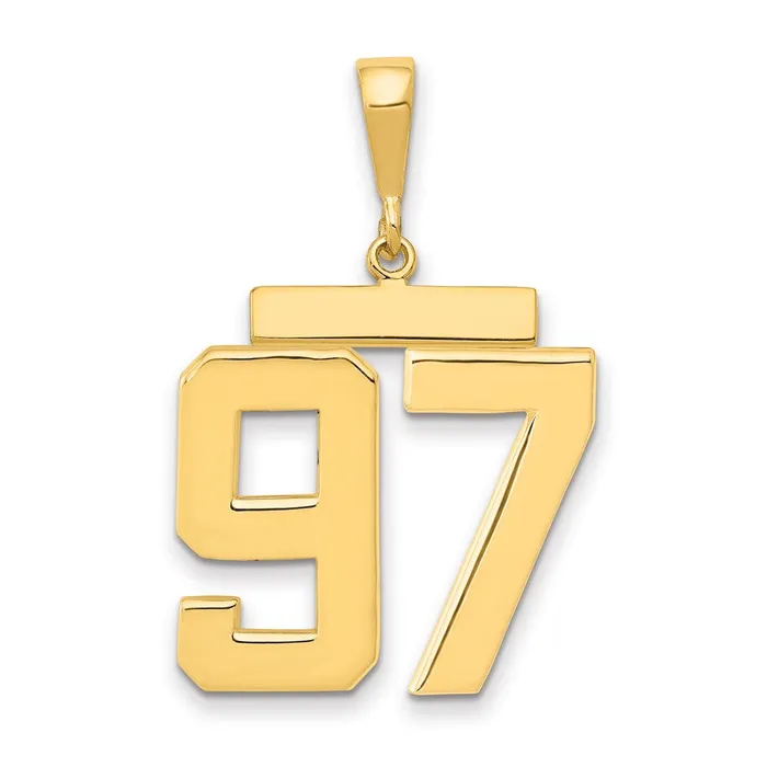 Charm Necklaces 14k Yellow Gold Large Polished Number 97 Charm Goldia