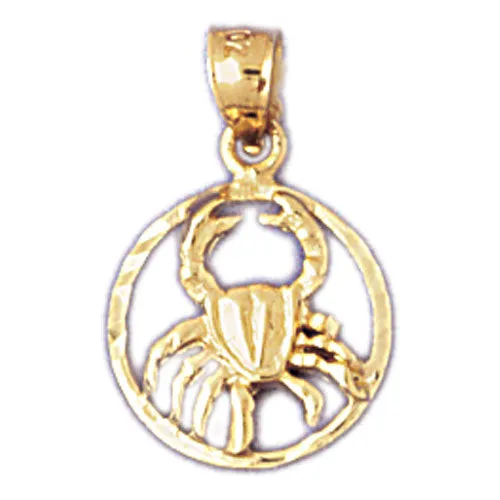 Charm Necklaces Goldia 14K Gold Cancer Zodiac Circle Charm