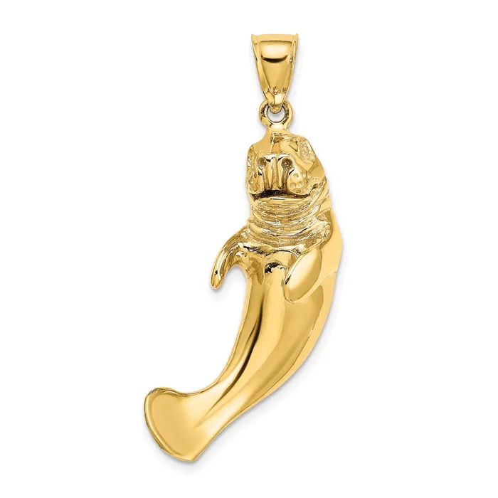 Charm Necklaces Goldia 14k Yellow Gold 3D Polished Manatee Charm
