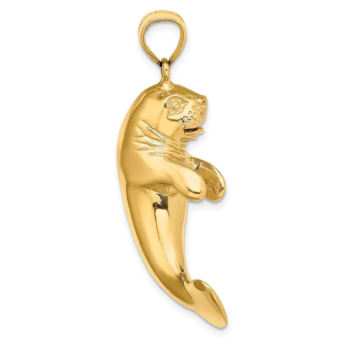 Charm Necklaces Goldia 14k Yellow Gold 3D Polished Manatee Charm