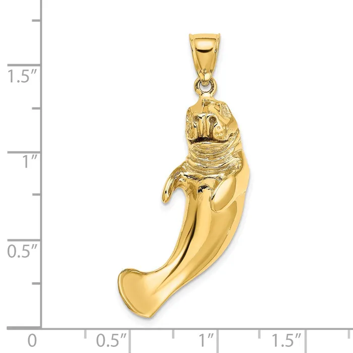 Charm Necklaces Goldia 14k Yellow Gold 3D Polished Manatee Charm