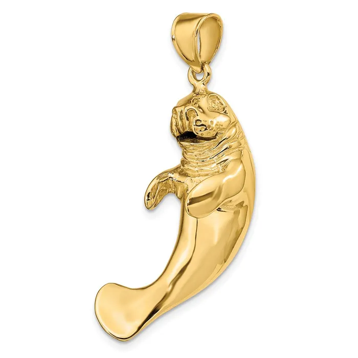 Charm Necklaces Goldia 14k Yellow Gold 3D Polished Manatee Charm