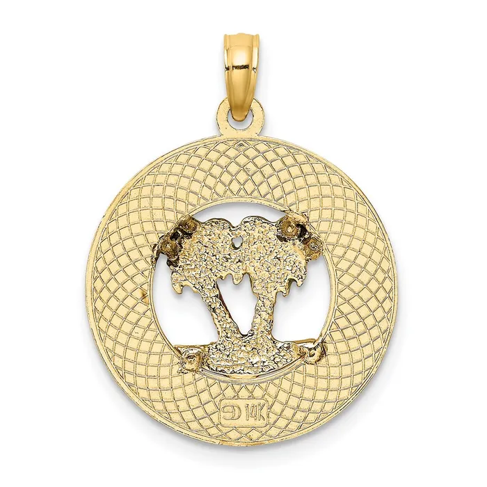 Charm Necklaces Goldia 14k Yellow Gold Florida Enamel Palm Trees Circle Charm