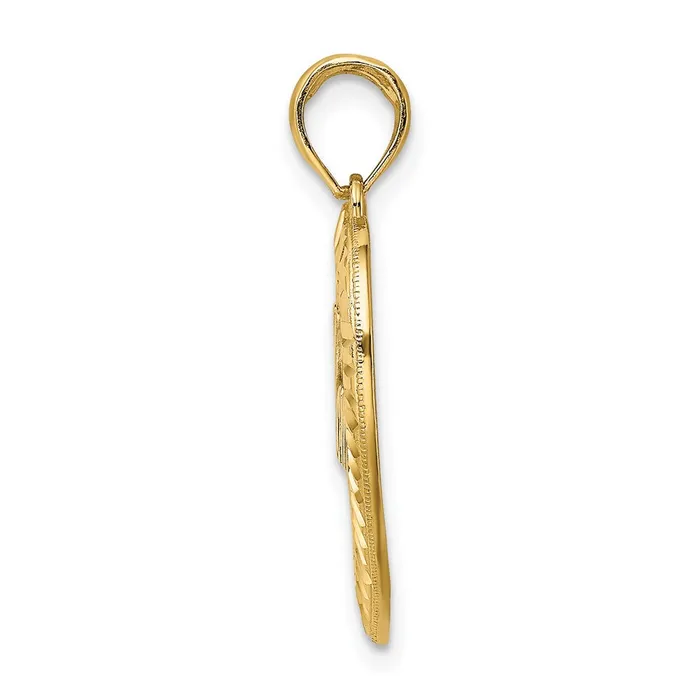 Charm Necklaces Goldia 14k Yellow Rhodium Gold w Rhodium Diamondcut Heart MOM Charm