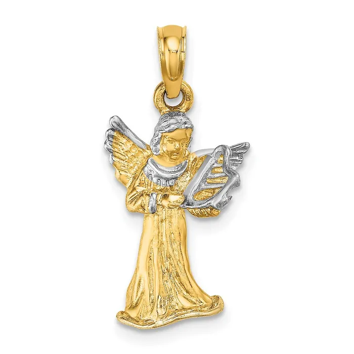 Charm Necklaces Goldia 14k Yellow u0026 Rhodium Gold w White Rhodium 3D Angel Playing Harp Charm Charm Necklaces Goldia 14k Yellow u0026 Rhodium Gold w White Rhodium 3D Angel Playing Harp Charm