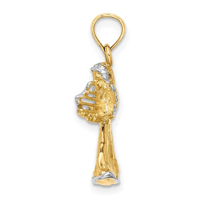Charm Necklaces Goldia 14k Yellow u0026 Rhodium Gold w White Rhodium 3D Angel Playing Harp Charm