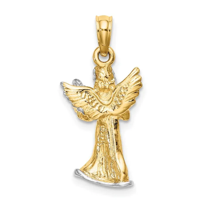 Charm Necklaces Goldia 14k Yellow u0026 Rhodium Gold w White Rhodium 3D Angel Playing Harp Charm