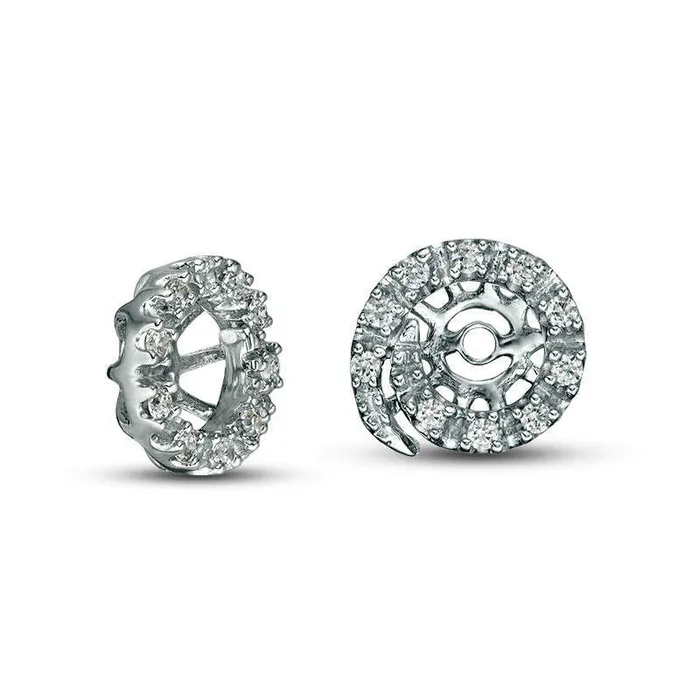 Earrings 017 CT TW Diamond Swirl Frame Earring Jackets in 14K White Gold Goldia Earrings 017 CT TW Diamond Swirl Frame Earring Jackets in 14K White Gold Goldia