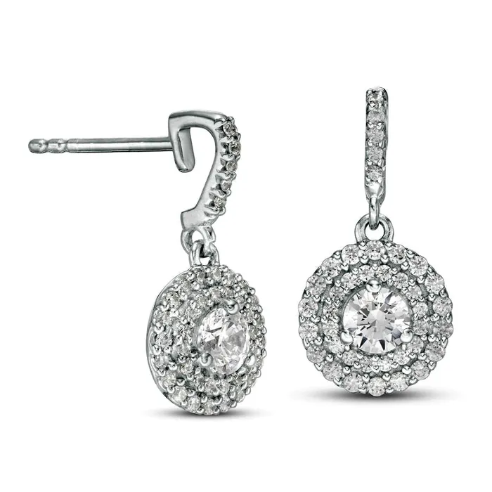 Earrings Goldia 1 CT TW Diamond Double Frame Drop Earrings in 14K White Gold Earrings Goldia 1 CT TW Diamond Double Frame Drop Earrings in 14K White Gold