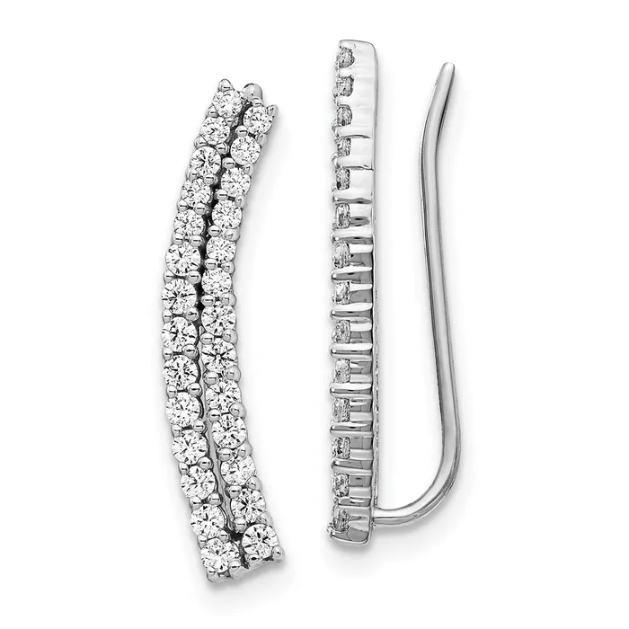 Earrings Goldia 14k White Gold Real Diamond Ear Climber Earrings