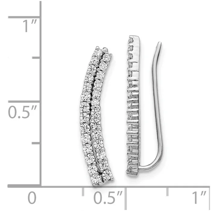 Earrings Goldia 14k White Gold Real Diamond Ear Climber Earrings