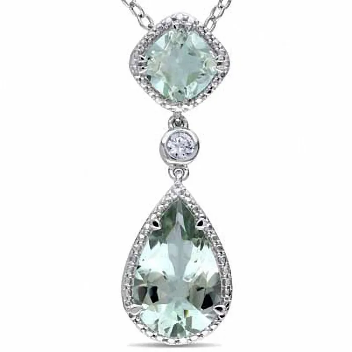 Earrings Goldia Green Quartz and LabCreated White Sapphire Double Drop Pendant in Sterling Silver Earrings Goldia Green Quartz and LabCreated White Sapphire Double Drop Pendant in Sterling Silver