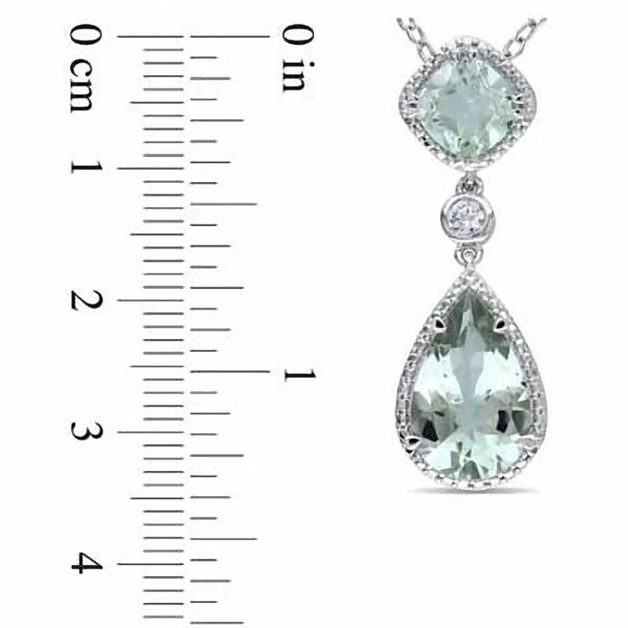 Earrings Goldia Green Quartz and LabCreated White Sapphire Double Drop Pendant in Sterling Silver Earrings Goldia Green Quartz and LabCreated White Sapphire Double Drop Pendant in Sterling Silver