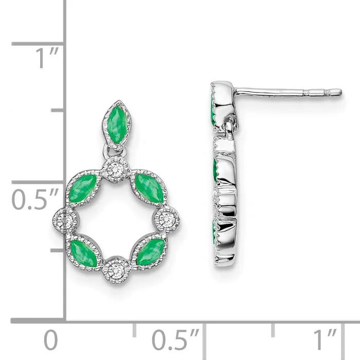 Earrings Goldia Solid 14k White Gold Simulated Emerald and CZ Dangle Earrings Earrings Goldia Solid 14k White Gold Simulated Emerald and CZ Dangle Earrings