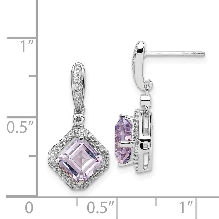 Earrings Goldia Sterling Silver Rhodium Diamond u0026 Pink Quartz Post Dangle Earrings