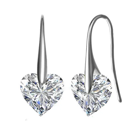 Earrings JMS always Original Megan Walford 925 Sterling Silver Cubic Zirconia Heart Hook Earrings Earrings JMS always Original Megan Walford 925 Sterling Silver Cubic Zirconia Heart Hook Earrings