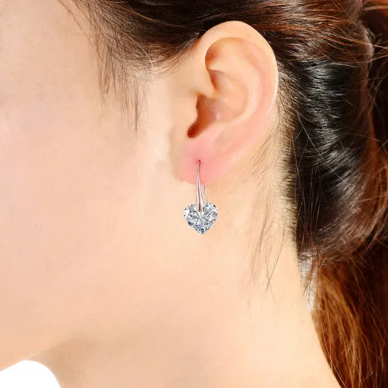 Earrings JMS always Original Megan Walford 925 Sterling Silver Cubic Zirconia Heart Hook Earrings Earrings JMS always Original Megan Walford 925 Sterling Silver Cubic Zirconia Heart Hook Earrings
