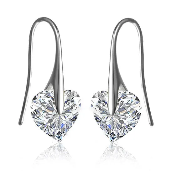 Earrings JMS always Original Megan Walford 925 Sterling Silver Cubic Zirconia Heart Hook Earrings Earrings JMS always Original Megan Walford 925 Sterling Silver Cubic Zirconia Heart Hook Earrings