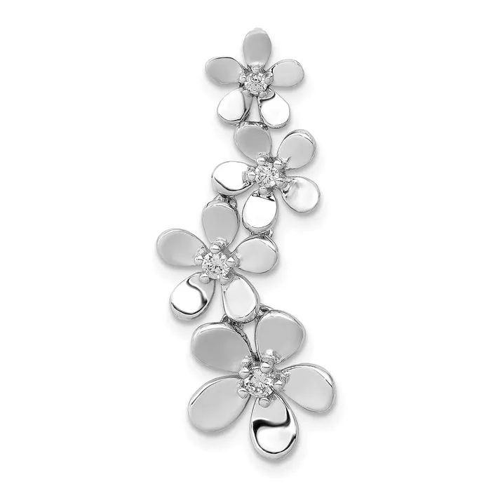 Earrings Solid 14k White Gold 18ct Simulated CZ Four Flower Chain Slide Goldia Earrings Solid 14k White Gold 18ct Simulated CZ Four Flower Chain Slide Goldia