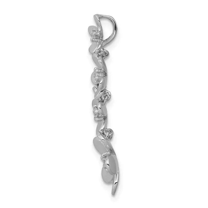Earrings Solid 14k White Gold 18ct Simulated CZ Four Flower Chain Slide Goldia