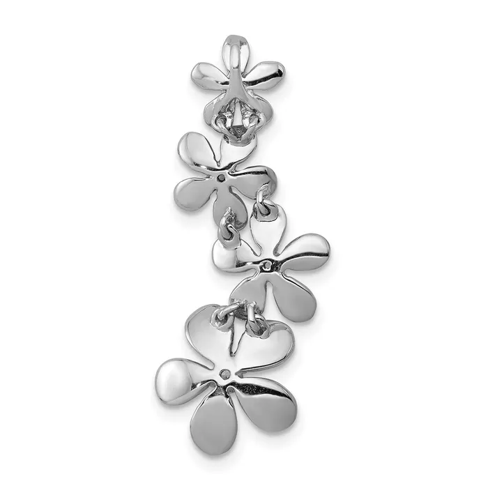 Earrings Solid 14k White Gold 18ct Simulated CZ Four Flower Chain Slide Goldia