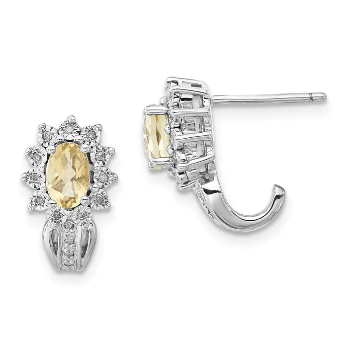 Earrings Sterling Silver Diamond u0026 Oval Lemon Quartz Earrings Goldia