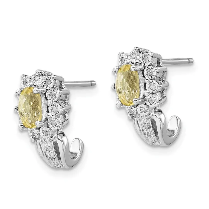 Earrings Sterling Silver Diamond u0026 Oval Lemon Quartz Earrings Goldia