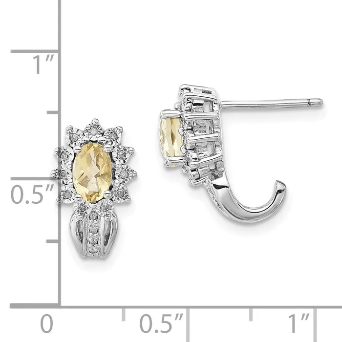 Earrings Sterling Silver Diamond u0026 Oval Lemon Quartz Earrings Goldia