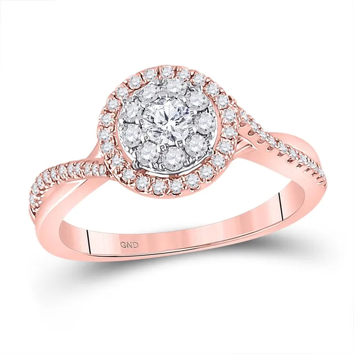gndatlanta 14k Rose Gold Round Diamond Halo Solitaire Ring 12 Cttw Rings gndatlanta 14k Rose Gold Round Diamond Halo Solitaire Ring 12 Cttw Rings