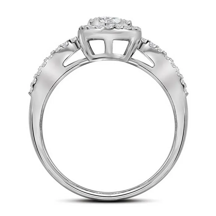 gndatlanta 14k White Gold Round Diamond Oval Cluster Bridal Engagement Ring 138 Cttw Rings