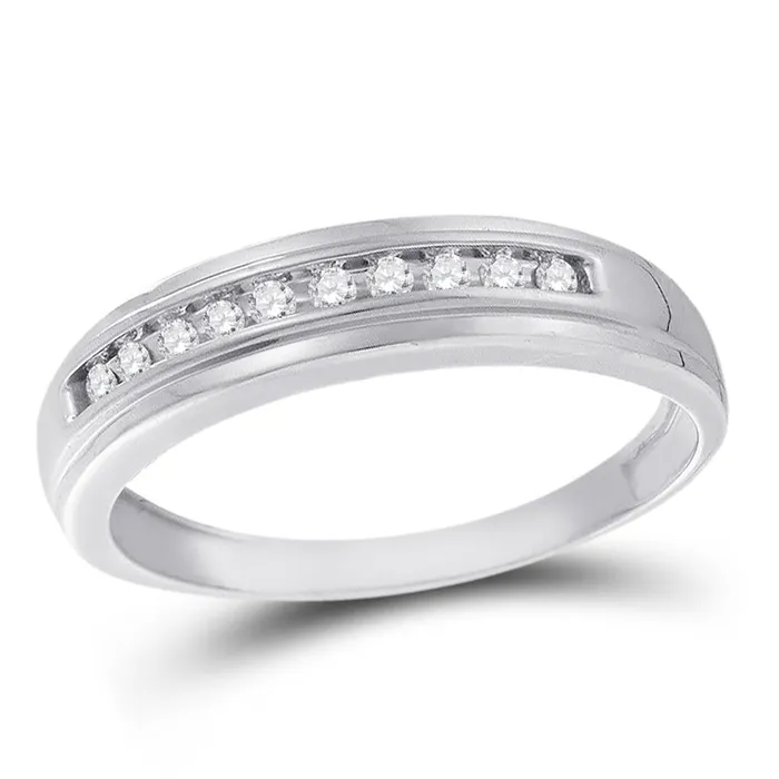 gndatlanta 14k White Gold Round Diamond Single Row Wedding Band 18 Cttw Rings gndatlanta 14k White Gold Round Diamond Single Row Wedding Band 18 Cttw Rings