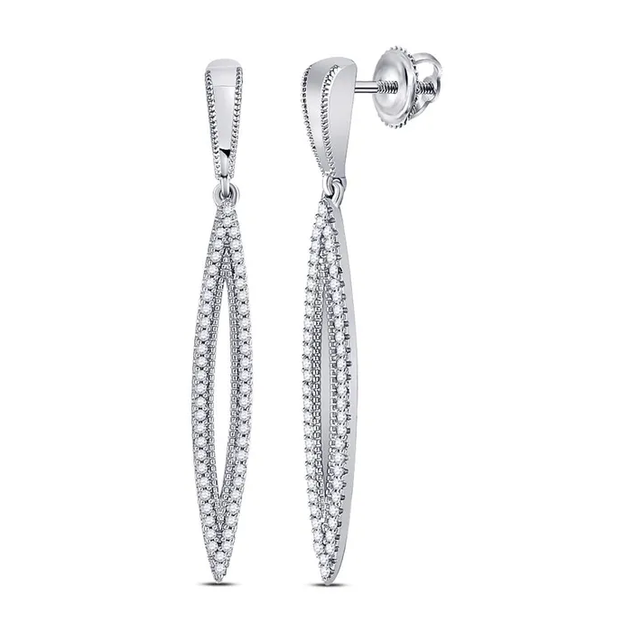 gndatlanta Earrings 14k White Gold Round Diamond Oblong Geometric Dangle Earrings 13 Cttw gndatlanta Earrings 14k White Gold Round Diamond Oblong Geometric Dangle Earrings 13 Cttw