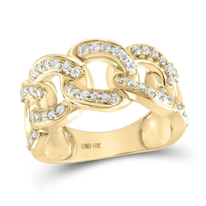 gndatlanta Rings 10k Yellow Gold Round Diamond Miami Cuban Band Ring 1 Cttw gndatlanta Rings 10k Yellow Gold Round Diamond Miami Cuban Band Ring 1 Cttw