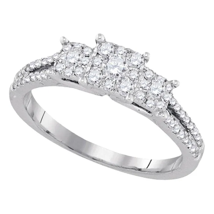 gndatlanta Rings 14k White Gold Round Diamond 3stone Bridal Engagement Ring 12 Cttw gndatlanta Rings 14k White Gold Round Diamond 3stone Bridal Engagement Ring 12 Cttw