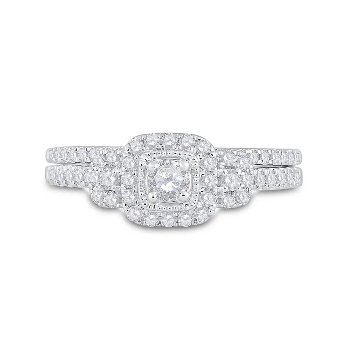 gndatlanta Rings 14k White Gold Round Diamond Bridal Wedding Ring Set 12 Cttw Size 5
